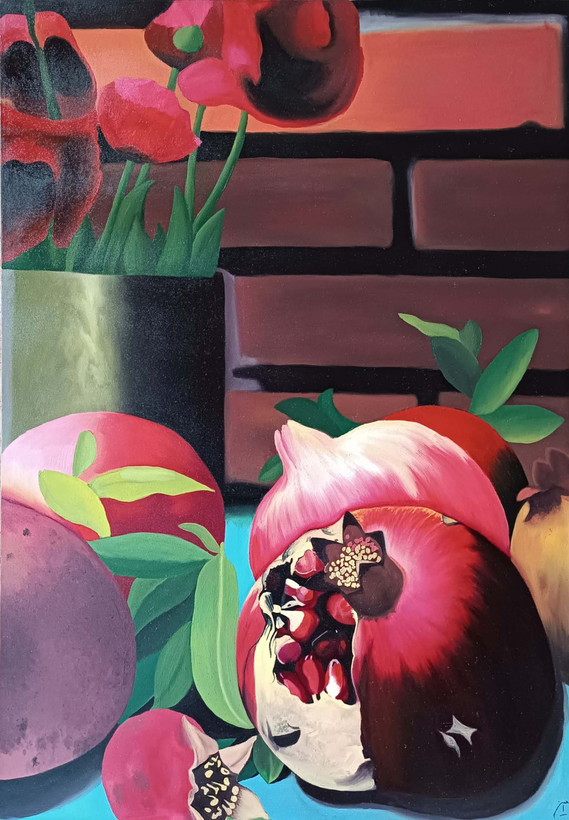 تصویر تابلوی انار از نمای روبرو