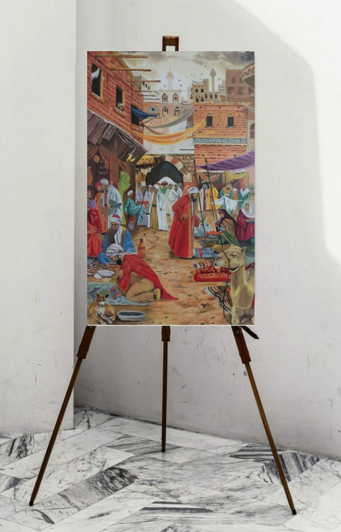 تابلو نقاشی رنگ روغن بازار عرب ها