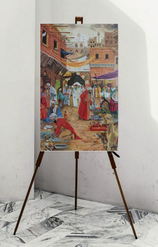 تابلو نقاشی رنگ روغن بازار عرب ها