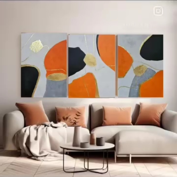 تابلو سه تکه مینیمال در دکوراسیون منزل