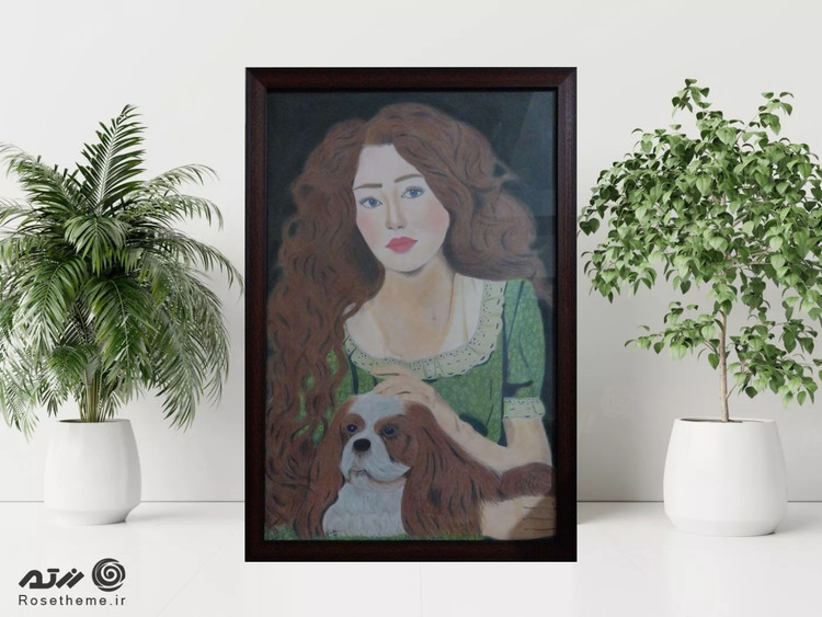 تابلوی دختر و سگ مدادرنگی