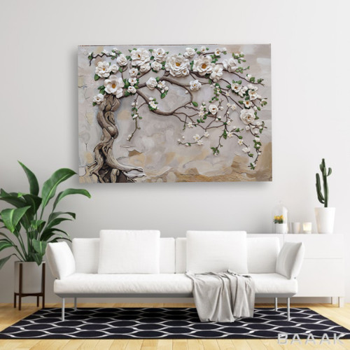تابلوی درخت گل گچبری مدرن