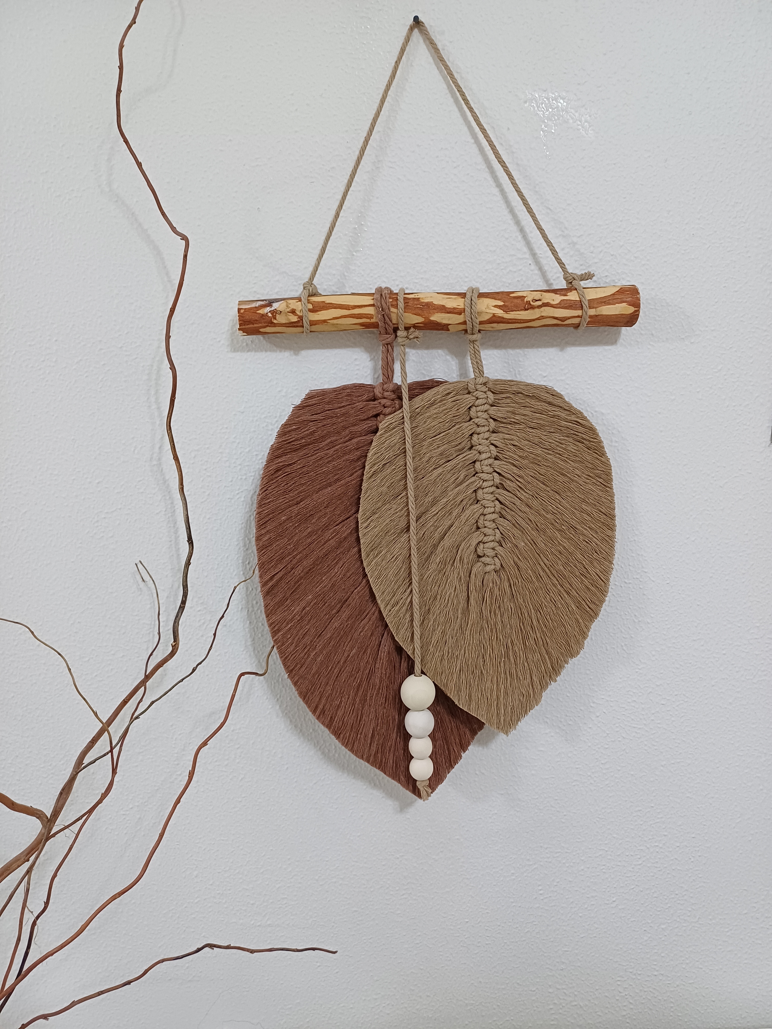 دیوارکوب مکرومه دو برگ